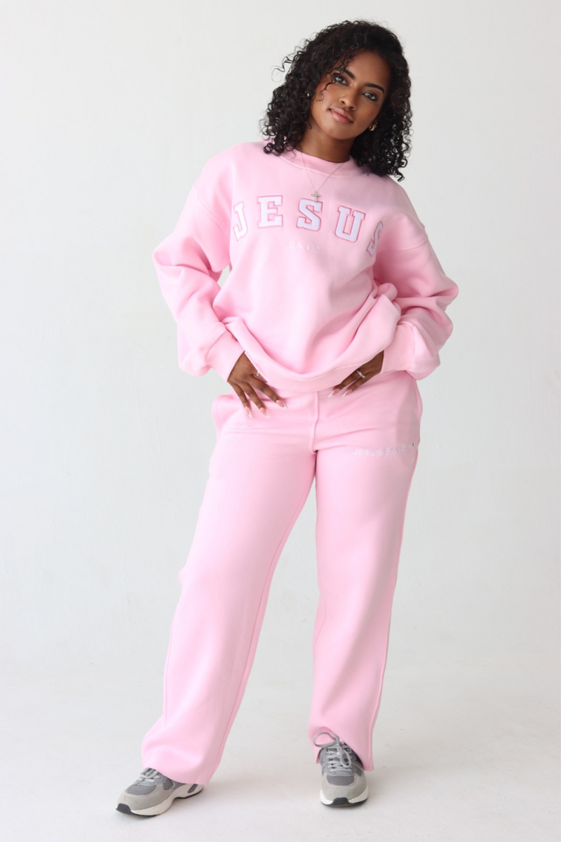Jesus Saves Sweatpant in Rose