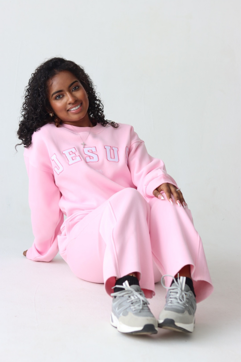 Jesus Saves Sweatpant in Rose