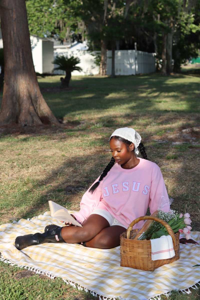 Jesus Saves Pullover in Rose