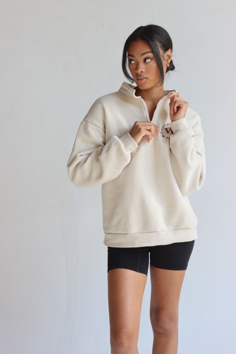 #DWWHalfZip in Latte