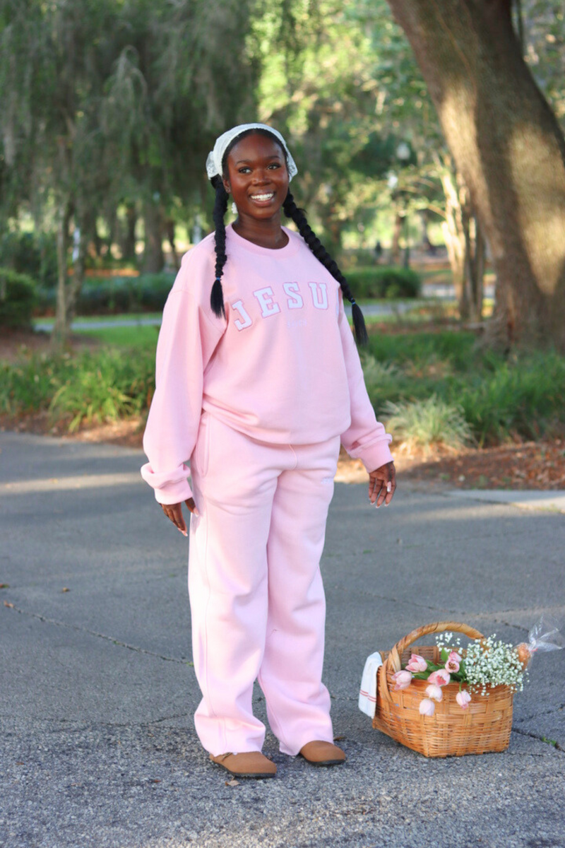 Jesus Saves Sweatpant in Rose